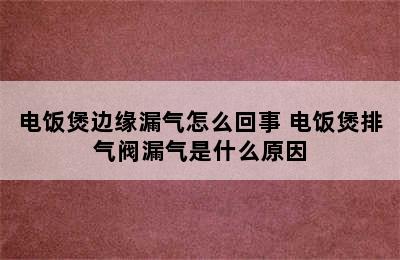 电饭煲边缘漏气怎么回事 电饭煲排气阀漏气是什么原因